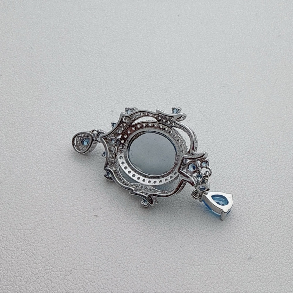 SGP19 S925 Stamped Aqua Marine Pendant - Picture 6 of 6